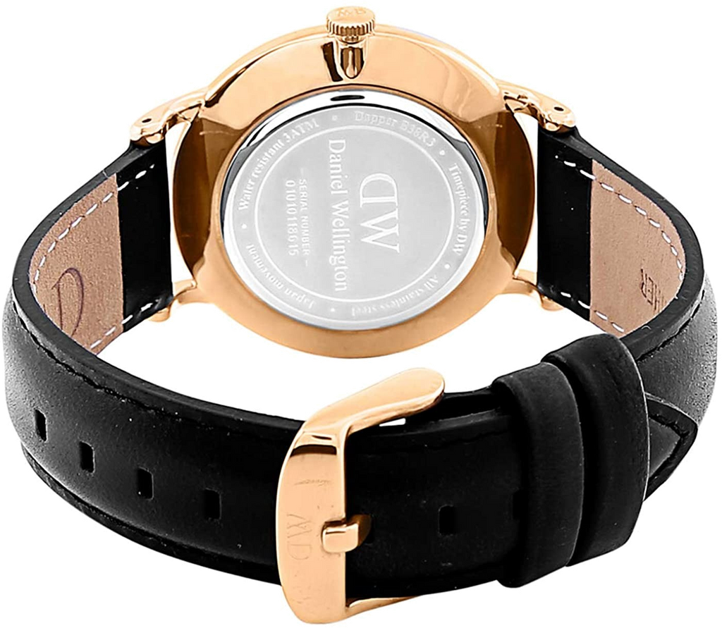 Daniel Wellington Dapper Sheffield White Dial Black Leather Strap Watch For Men - DW00100092