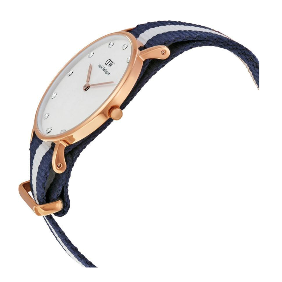 Daniel Wellington Classy Glasgow White Dial Two Tone Nylon Strap Watch For Women - DW00100078