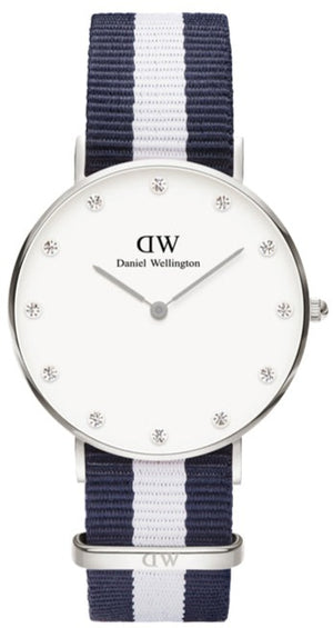 Daniel Wellington Classy Glasgow White Dial Two Tone Nylon Strap Watch For Women - DW00100082