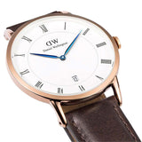 Daniel Wellington Dapper York White Dial Brown Leather Strap Watch For Men - DW00100085