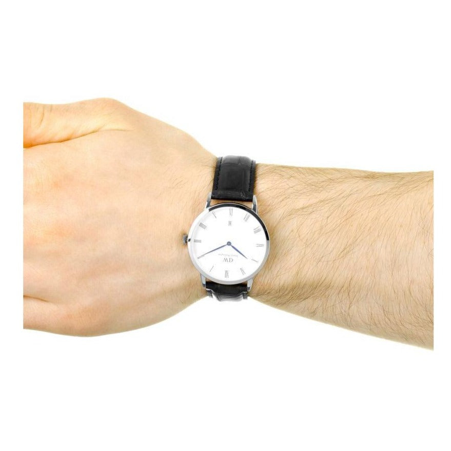 Daniel Wellington Dapper Reading White Dial Black Leather Strap Watch For Men - DW00100108