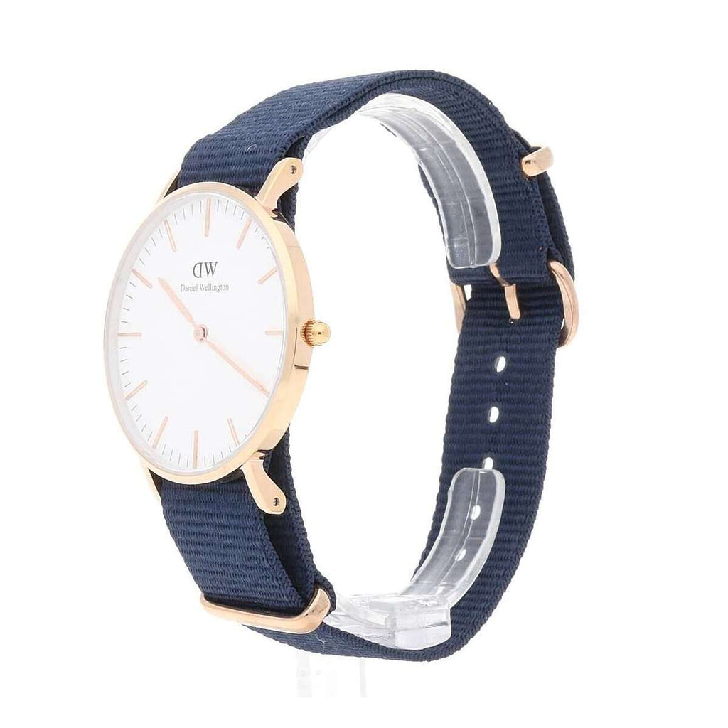 Daniel Wellington Classic Bayswater White Dial Navy Blue NATO Strap Watch For Women - DW00100279