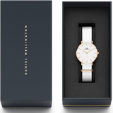Daniel Wellington Classic Petite Dover White Dial White Nylon Strap Watch For Women - DW00100311