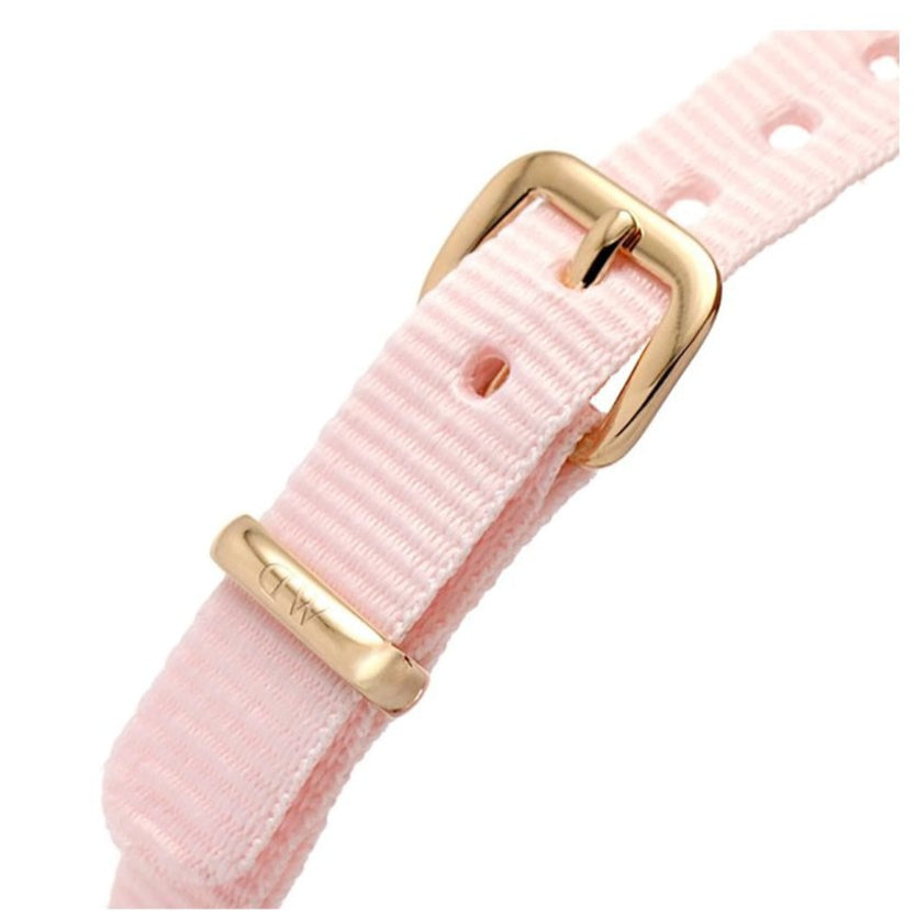 Daniel Wellington Quadro Pressed Mother of Pearl Pink Dial Pink Nylon Strap Watch For Women - DW00100509