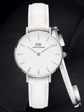 Daniel Wellington Petite Bondi White Dial White Leather Strap Watch For Women - DW00100190