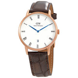 Daniel Wellington Dapper York White Dial Brown Leather Strap Watch For Men - DW00100085
