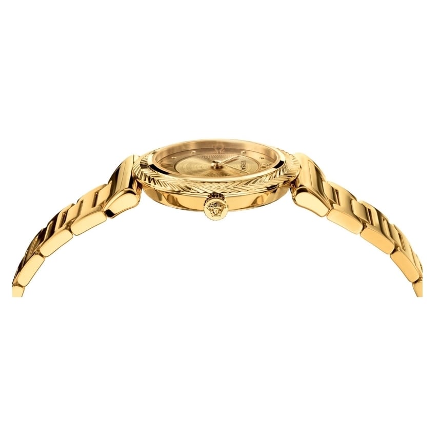 Versace V-Motif Gold Dial Gold Steel Strap Watch for Women - VERE00618