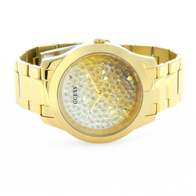 Guess Crush Gold Dial Gold Steel Strap Watch For Women - GW0020L2