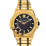 Versace Chain Reaction Quartz Black Dial Two Tone Steel Strap Watch for Men - VEDY00619