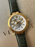 Versace Aion Chronograph White Dial Green Leather Strap Watch for Men - VBR020017