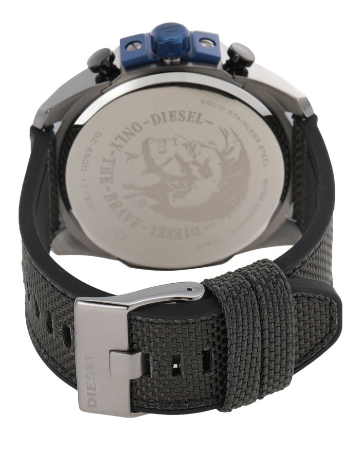 Diesel Mega Chief Chronograph Black Dial Black Nylon Strap Watch For Men - DZ4500