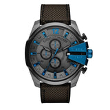 Diesel Mega Chief Chronograph Black Dial Black Nylon Strap Watch For Men - DZ4500