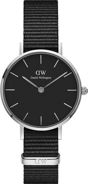 Daniel Wellington Petite Cornwall Black Dial Black Nylon Strap Watch For Women - DW00100248