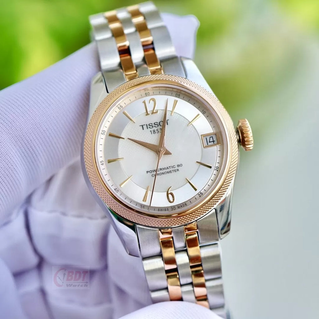 Tissot Ballade Powermatic 80 Cosc Mother of Pearl Dial Two Tone Steel Strap Watch For Women - T108.208.22.117.01