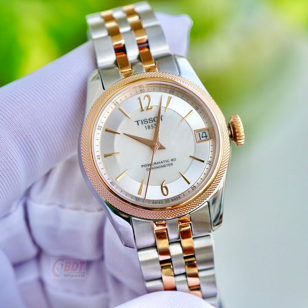 Tissot Ballade Powermatic 80 Mother of Pearl Silver Dial Two Tone Steel Strap Watch For Women - T108.208.22.117.00