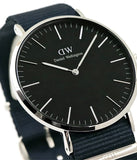 Daniel Wellington Classic Bayswater Black Dial Black NATO Strap Watch For Men - DW00100278