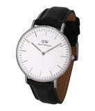 Daniel Wellington Classic Sheffield White Dial Black Leather Strap Watch For Women - DW00100053
