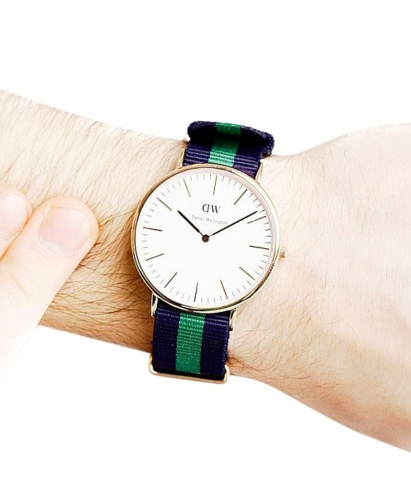 Daniel Wellington Classic Warwick White Dial Two Tone Nylon Strap Watch for Men - DW00100005