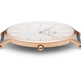 Daniel Wellington Classic Sheffield White Dial Black Leather Strap Watch For Men - DW00100007