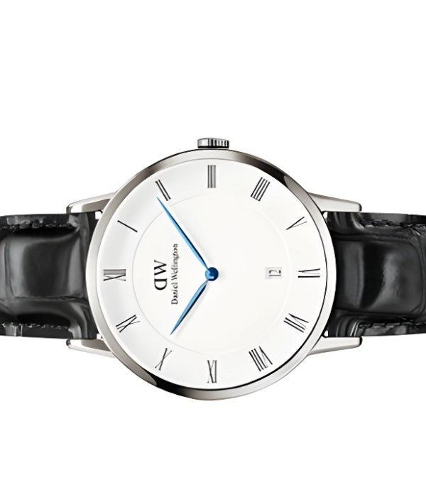 Daniel Wellington Dapper Reading White Dial Black Leather Strap Watch For Men - DW00100108