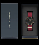 Daniel Wellington Classic Roselyn Black Dial Maroon Nylon Strap Watch For Women - DW00100273