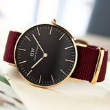 Daniel Wellington Classic Roselyn Black Dial Maroon Nylon Strap Watch For Women - DW00100273