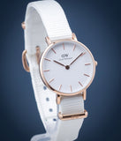 Daniel Wellington Classic Petite Dover White Dial White Nylon Strap Watch For Women - DW00100313