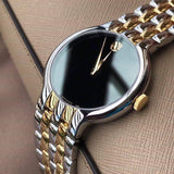 Movado Veturi Quartz Black Dial Two Tone Steel Strap Watch for Men - 0606932