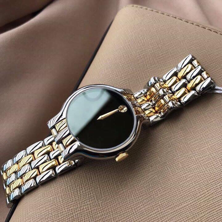 Movado Veturi Quartz Black Dial Two Tone Steel Strap Watch for Men - 0606932