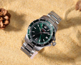 Movado Series 800 Green Dial Silver Steel Strap Watch For Men - 2600136