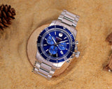 Movado Series 800 Chronograph Blue Dial Silver Steel Strap Watch For Men - 2600141