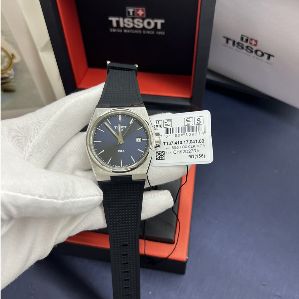 Tissot PRX Blue Dial Black Rubber Strap Watch For Men - T137.410.17.041.00