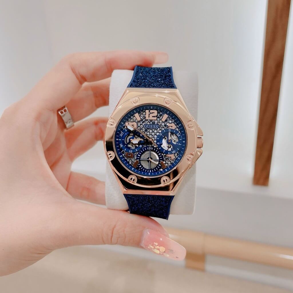 Guess Asteria Multifunction Blue Dial Blue Rubber Strap Watch For Women - GW0620L3
