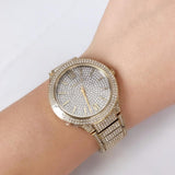 Michael Kors Kerry Crystals Gold Dial Gold Steel Strap Watch For Women - MK3360