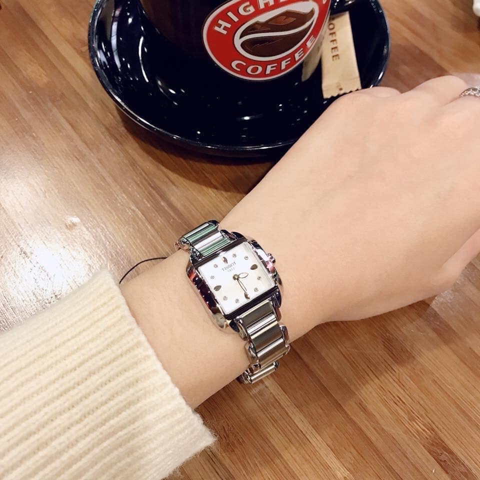 Tissot T Wave Diamonds Mother of Pearl Dial Silver Steel Strap Watch for Women - T02.1.285.74