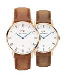 Daniel Wellington Dapper Durham White Dial Brown Leather Strap Watch For Men - DW00100115