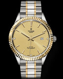 Tudor Style Automatic Gold Dial Two Tone Steel Strap Watch for Men - M12713-0001