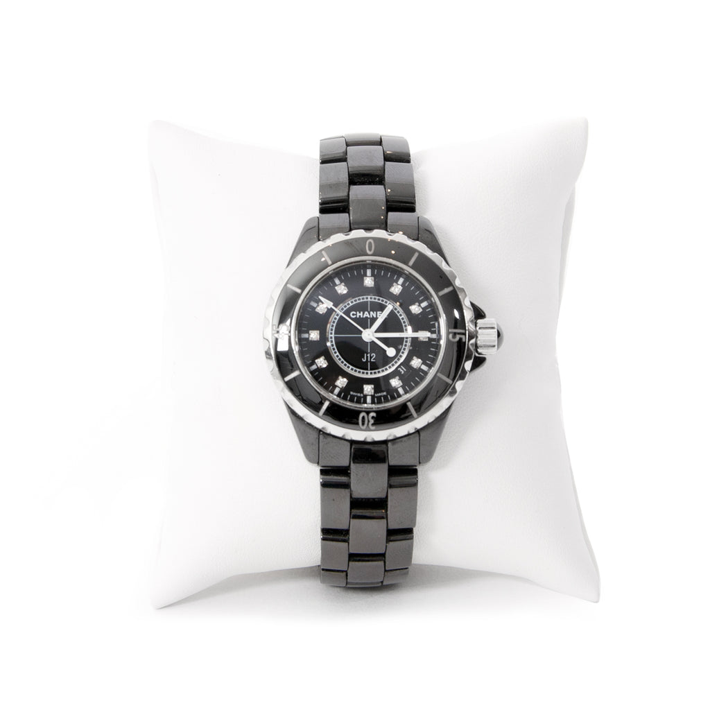 Chanel J12 Quartz Diamonds Black Dial Black Steel Strap Watch for Women - J12 H1625