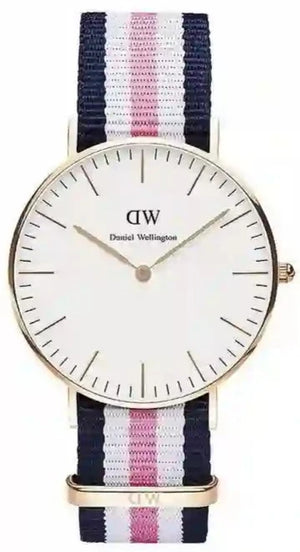 Daniel Wellington Classic South Hampton White Dial Two Tone Nylon Strap Watch For Women - DW00100034