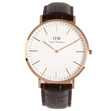 Daniel Wellington Classic York White Dial Brown Leather Strap Watch For Men - DW00100011
