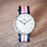 Daniel Wellington Classic Southampton White Dial Three Tone Nylon Strap Watch For Women - DW00100050