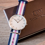 Daniel Wellington Classic Southampton White Dial Three Tone Nylon Strap Watch For Women - DW00100050