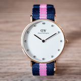 Daniel Wellington Classy Winchester White Dial Two Tone NATO Strap Watch For Women - DW00100077