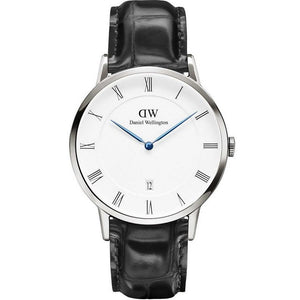 Daniel Wellington Dapper Reading White Dial Black Leather Strap Watch For Men - DW00100108