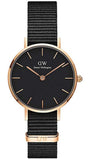 Daniel Wellington Petite Cornwall Black Dial Black Nylon Strap Watch for Women - DW00100247