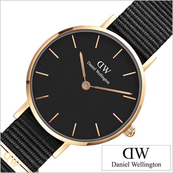 Daniel Wellington Petite Cornwall Black Dial Black Nylon Strap Watch for Women - DW00100247