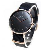 Daniel Wellington Petite Cornwall Black Dial Black Nylon Strap Watch for Women - DW00100247
