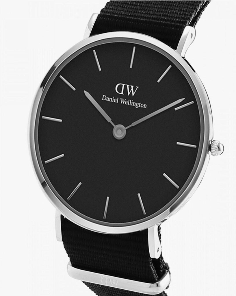Daniel Wellington Petite Cornwall Black Dial Black Nylon Strap Watch For Women - DW00100248
