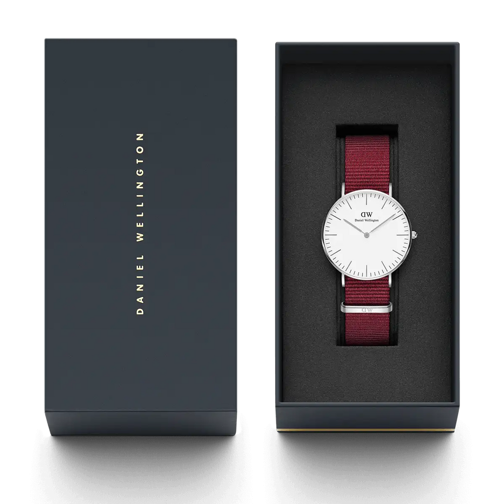 Daniel Wellington Classic Roselyn White Dial Red NATO Strap Watch For Women - DW00100272