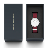Daniel Wellington Classic Roselyn White Dial Red NATO Strap Watch For Women - DW00100272